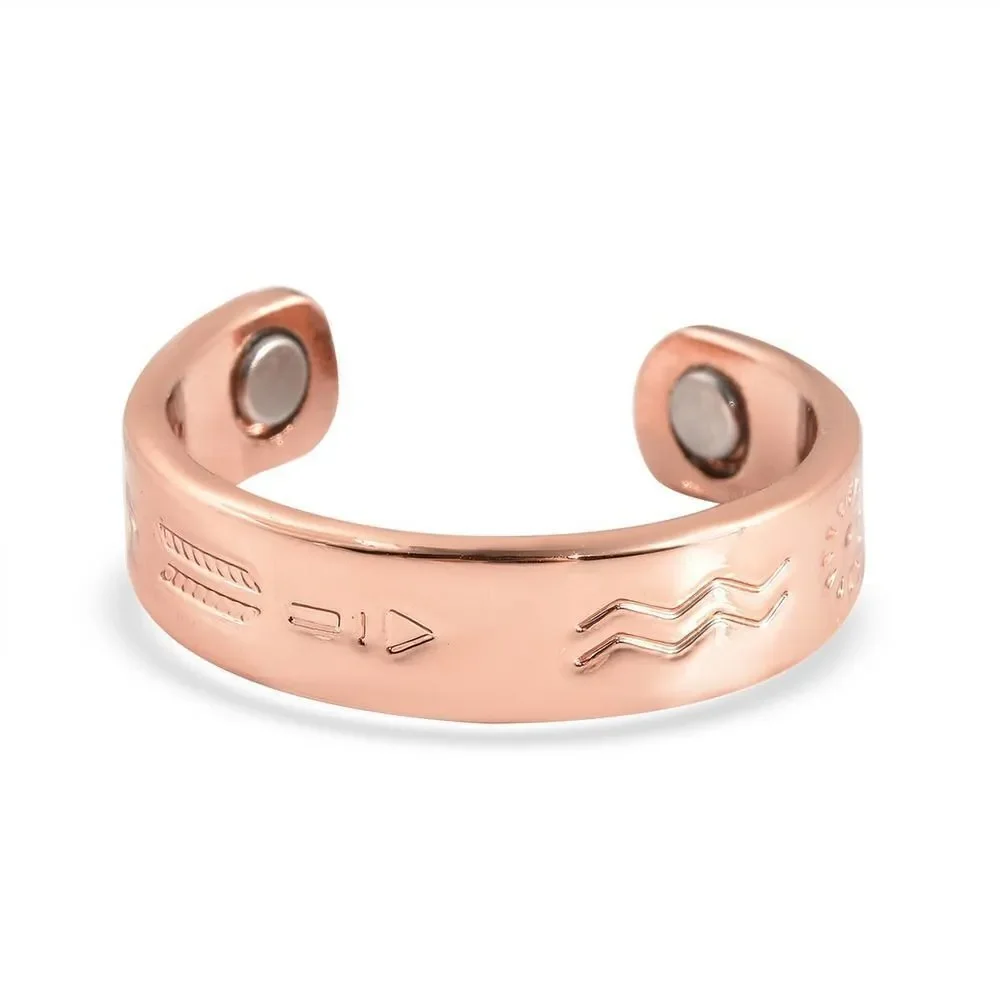 Magnetic By Design Tribal Pattern Open Shank Ring in Rosetone